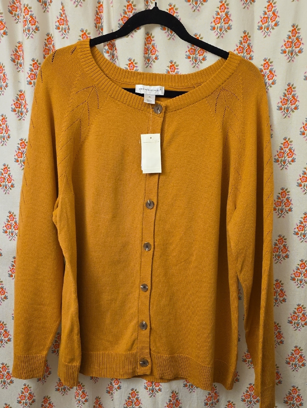 Christopher & Banks Mustard Button-Front Knit Cardigan